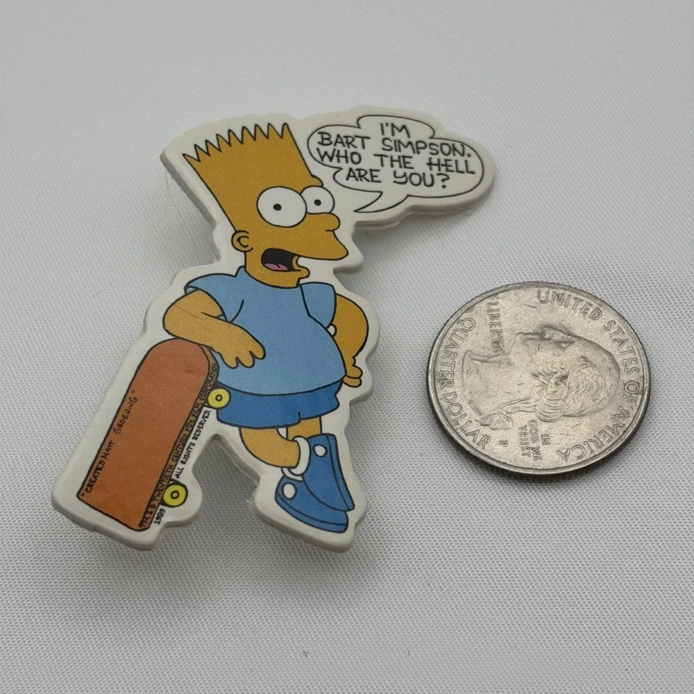 Vintage 1989‎ The Simpsons Bart Simpson Quote Skateboard Cardboard Cartoon Pin